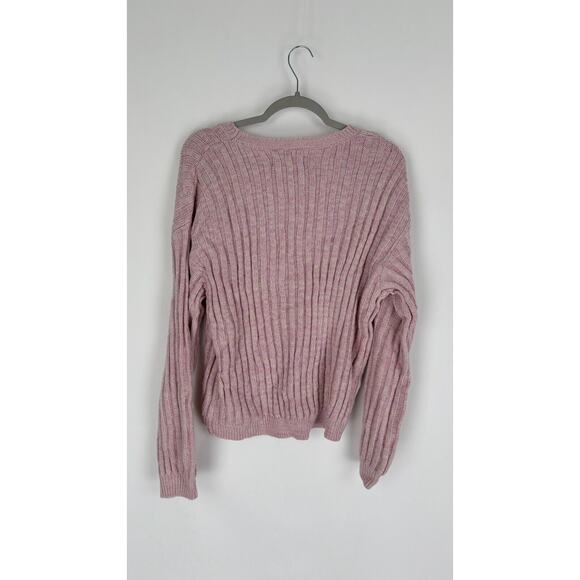 BLANK NYC Womens Rib Knit Sweater Long Sleeve Pullover Size Large Pink NWT - Picture 8 of 13